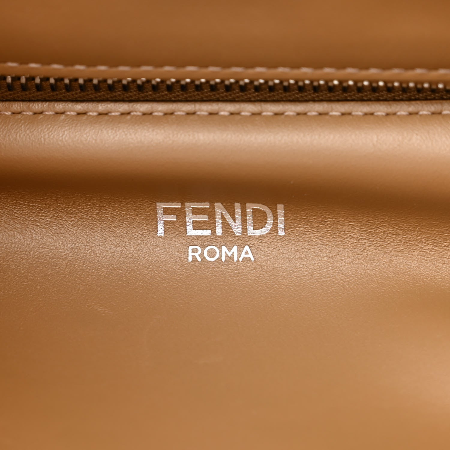 Fendi Cuoio Romano Vitello Cover Glazed Fabric Bi-Color FF 1974 Mini Peekaboo I SEE U Satchel Sand Tobacco Moro 7 of 10
