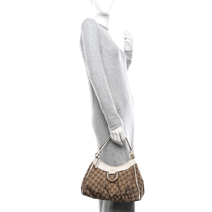 Gucci Monogram Medium D Gold Ring Hobo White 1 of 12