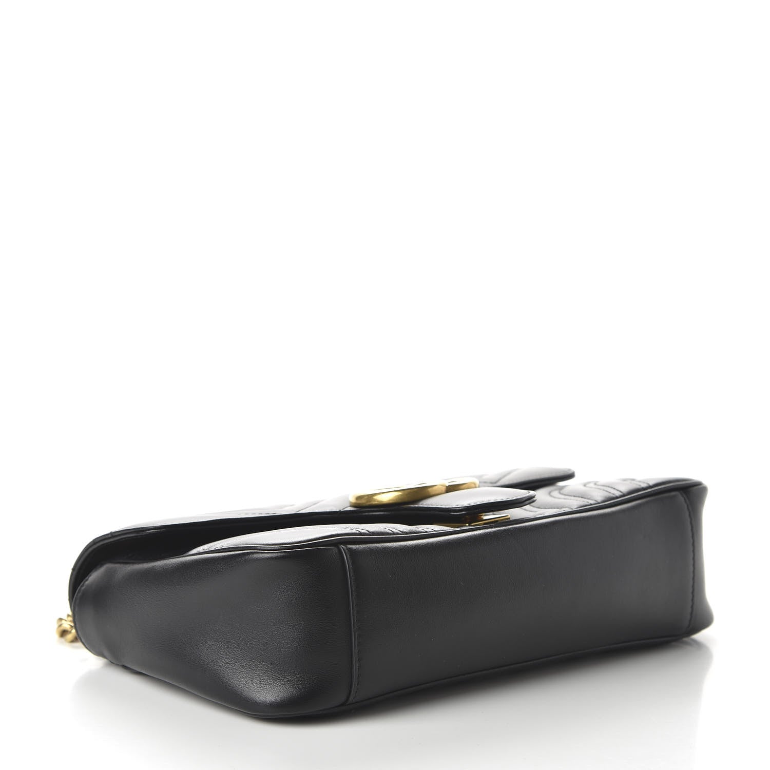 Gucci Calfskin Matelasse Small GG Marmont Shoulder Bag Black 4 of 11
