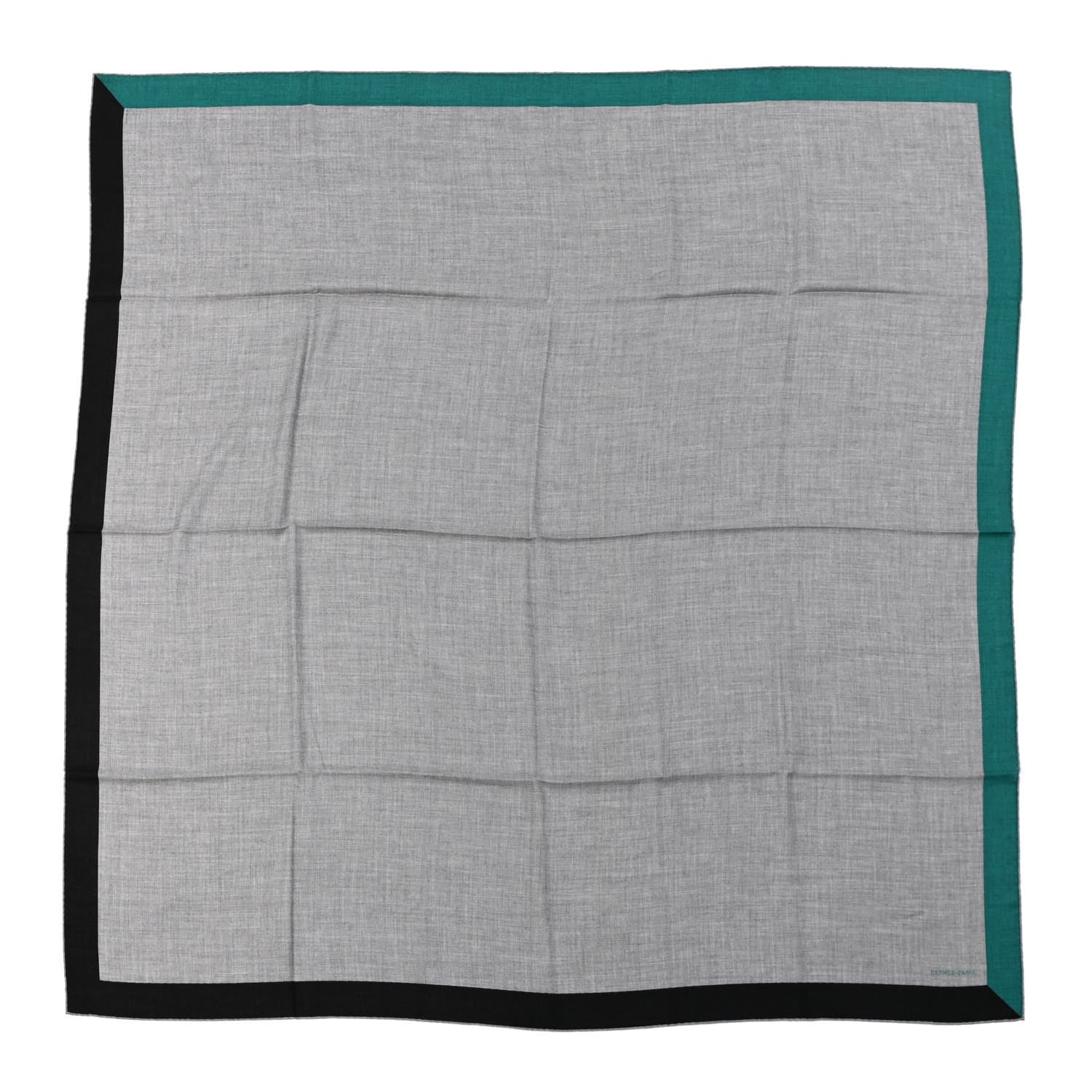 Hermes Cashmere Silk Encadre Giant Scarf 140 Gris Chine Marine Vert 1 of 4