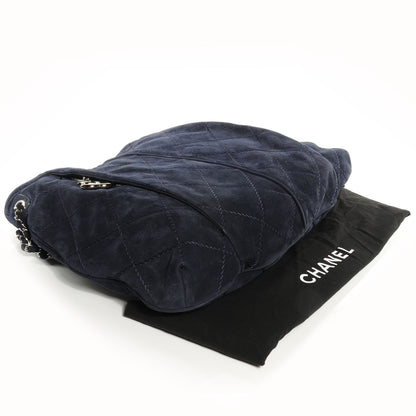 Chanel Suede Braided Chain Shopping Tote Large Dark Blue 4 of 7