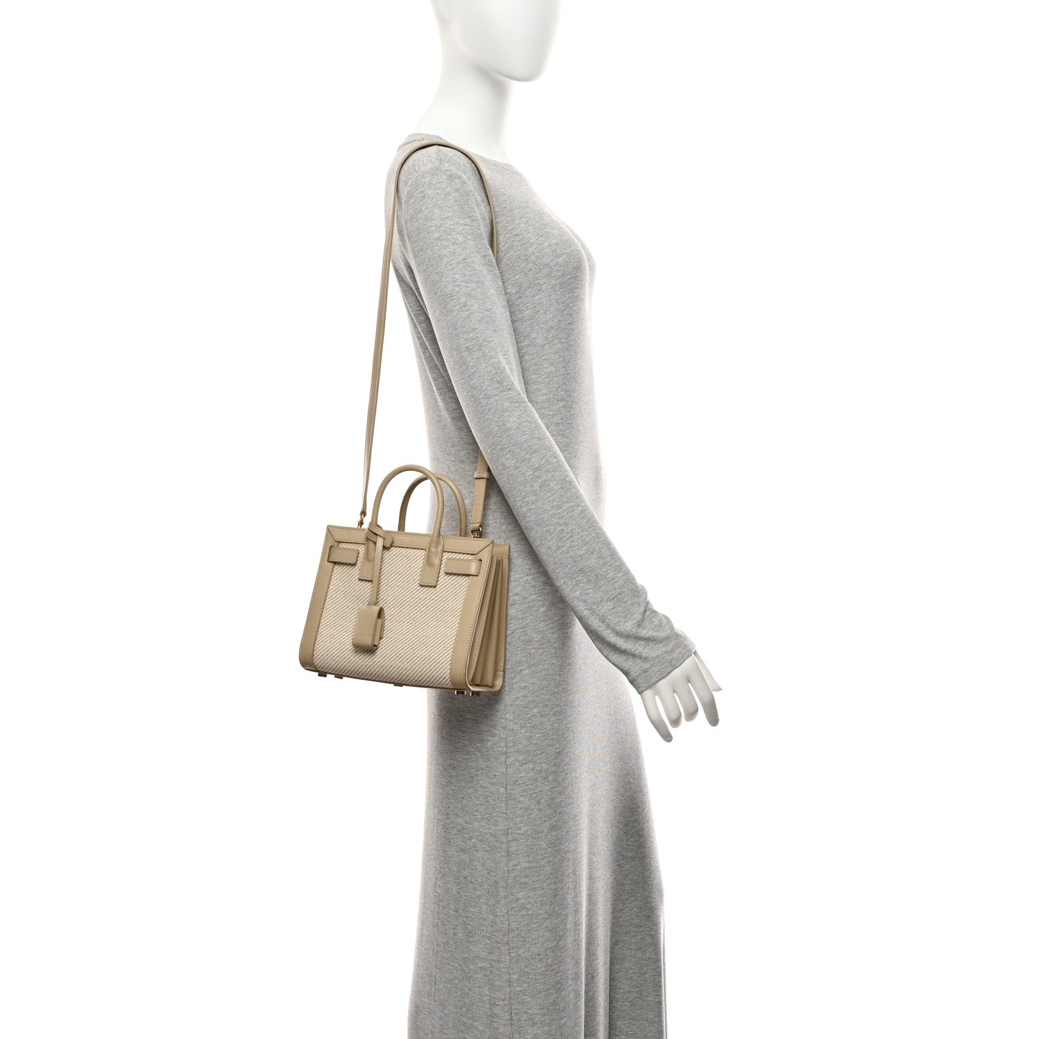 Saint Laurent Smooth Calfskin Canvas Nano Sac de Jour Beige 2 of 10