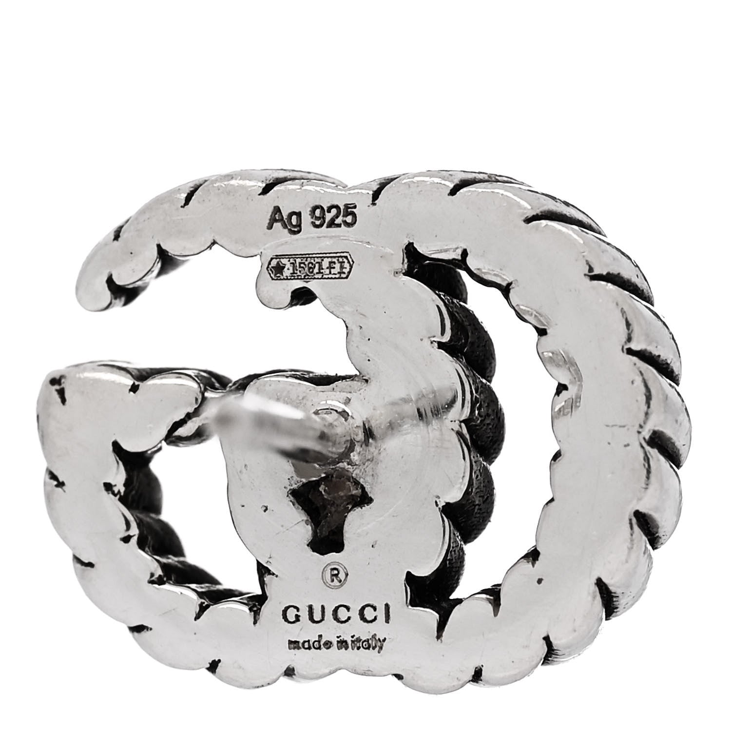 Gucci Sterling Silver Torchon Double G Earrings 4 of 4