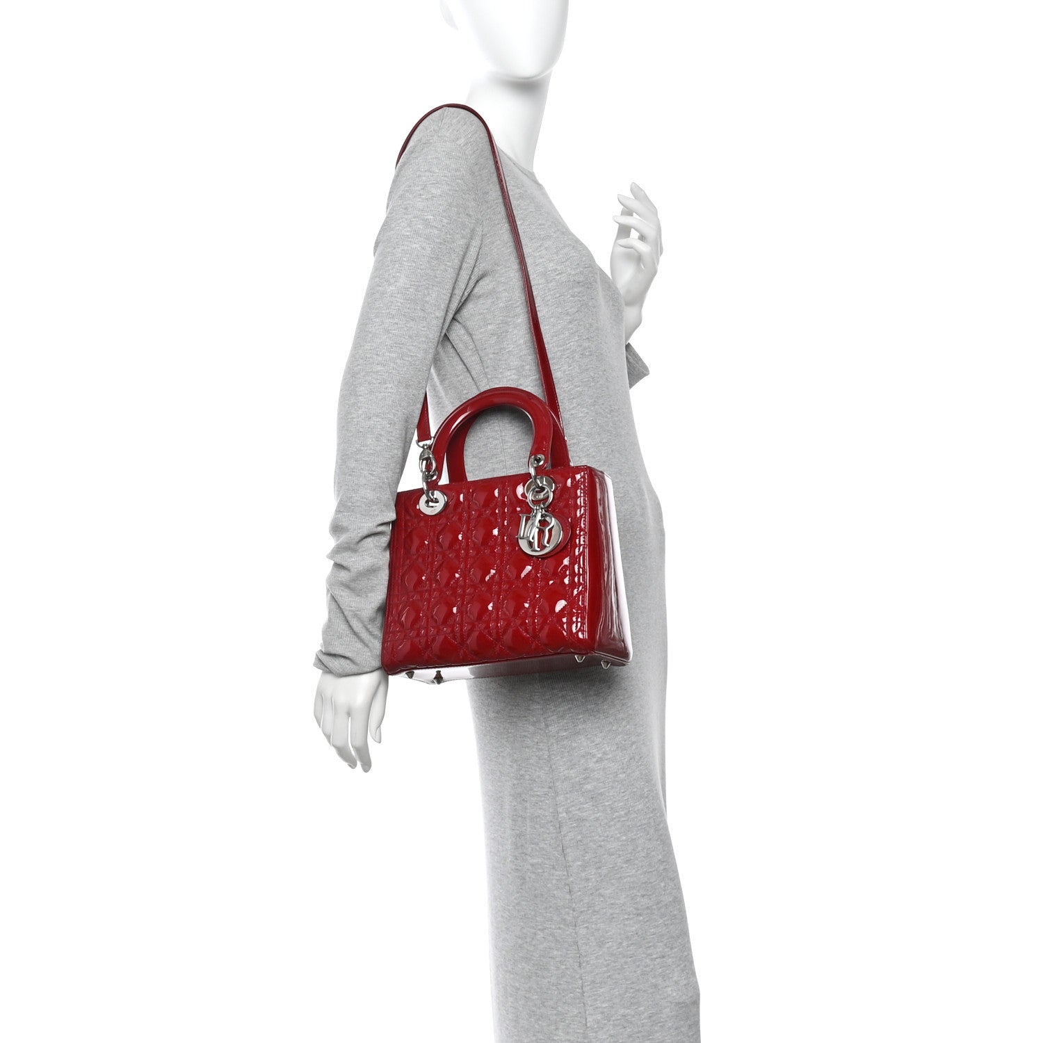 Christian Dior Patent Cannage Medium Lady Dior Red 2 of 11