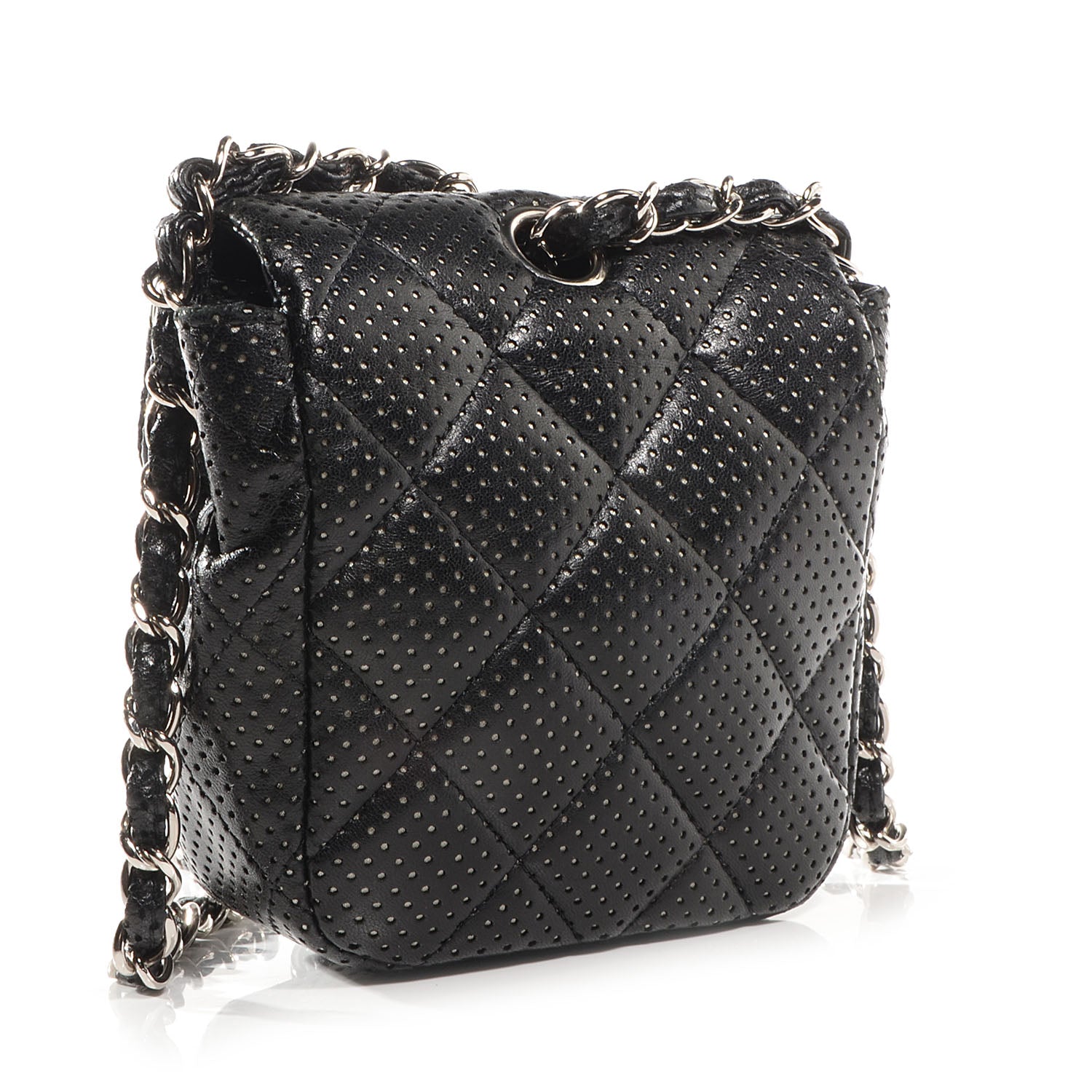 Chanel Lambskin Perforated Mini Flap Bag Black 3 of 8