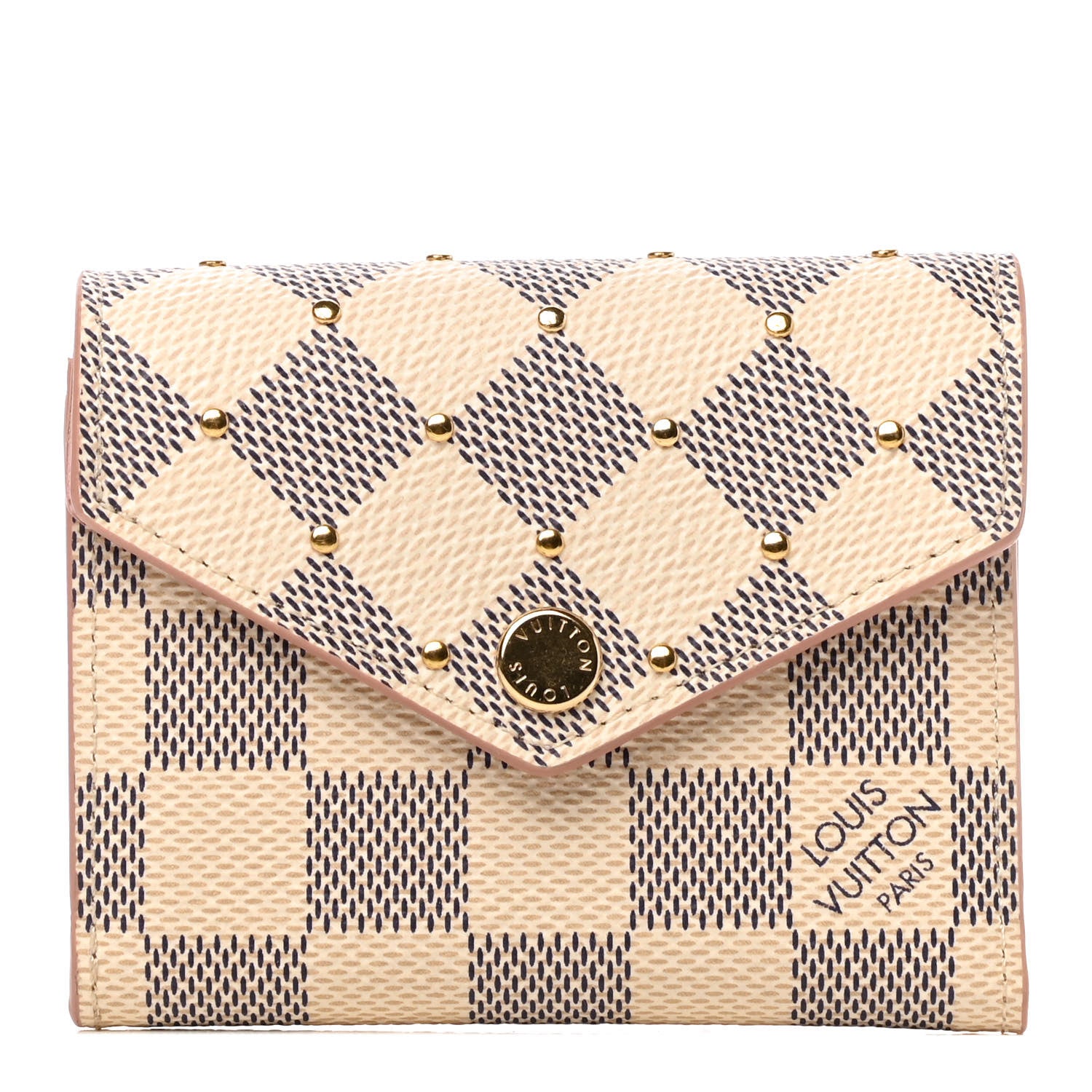 Louis Vuitton Damier Azur Studded Zoe Wallet Rose Ballerine 1 of 6