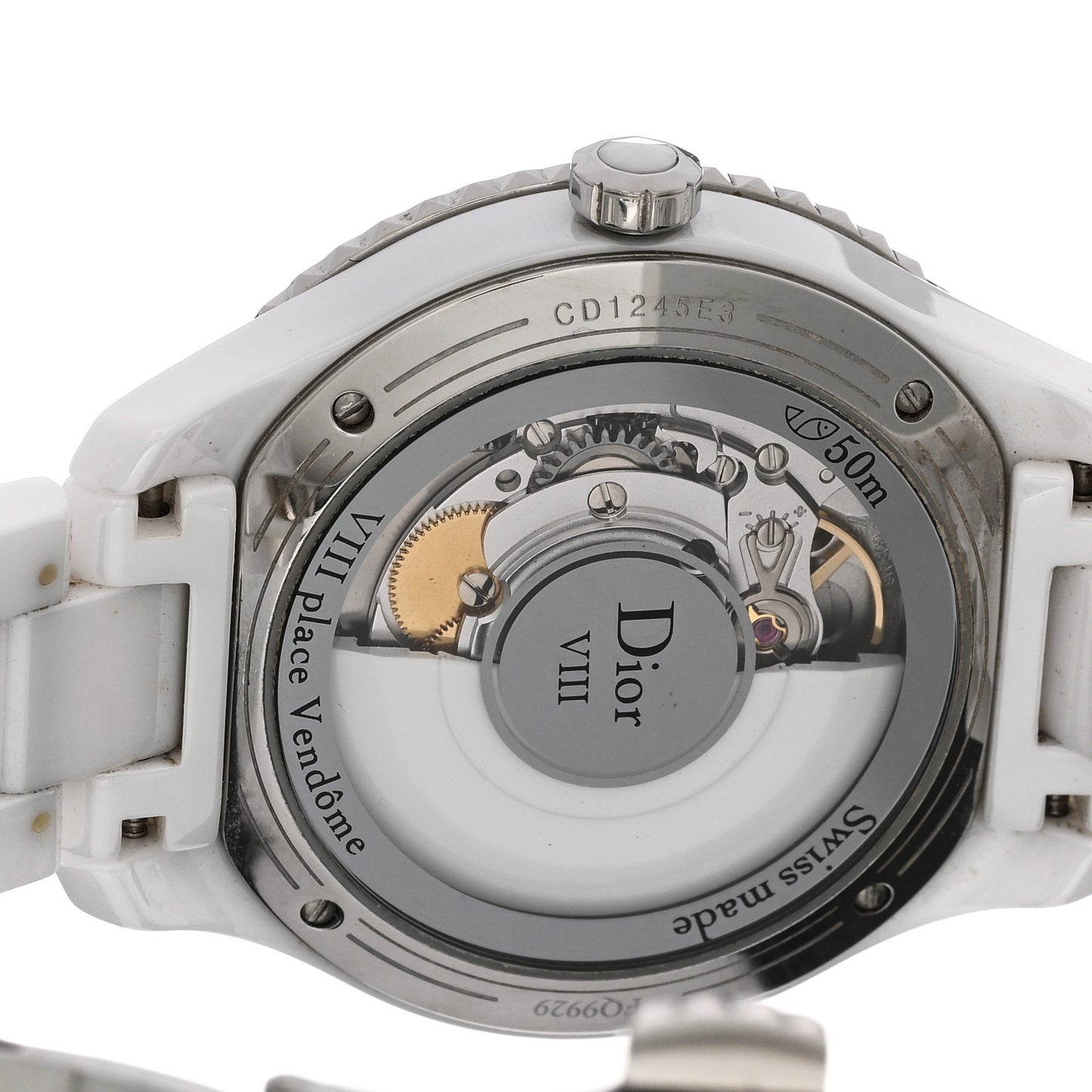 Stainless Steel Ceramic Diamond 38mm Dior VIII Automatic Watch White