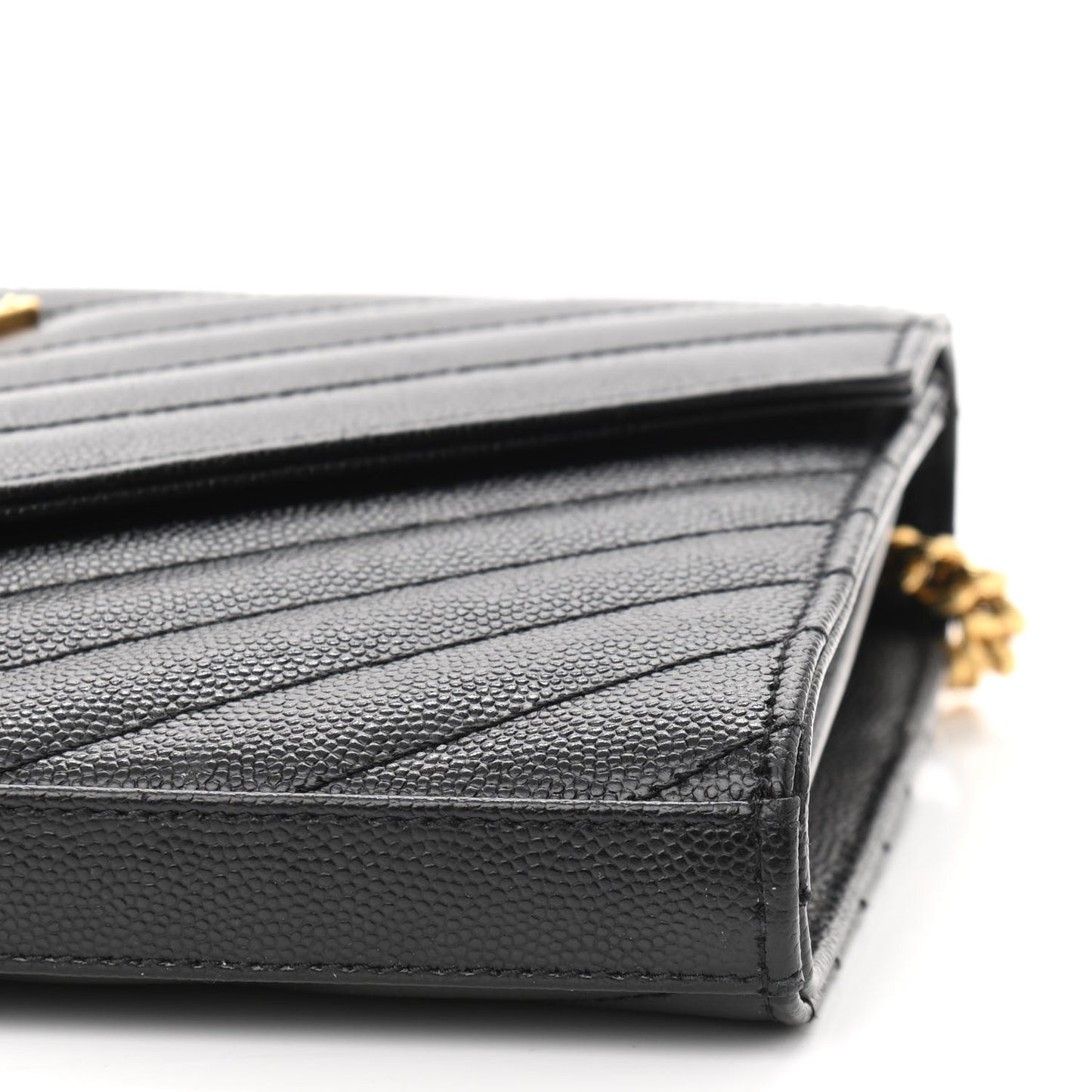 Grain De Poudre Matelasse Chevron Monogram Chain Wallet Black