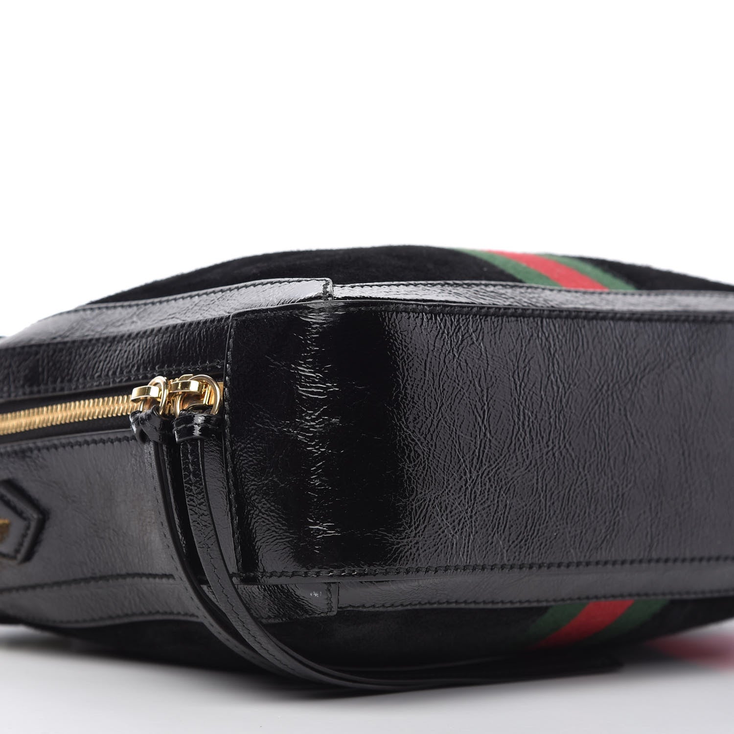 Gucci Suede Patent Web Small Ophidia Top Handle Shoulder Bag Black 6 of 10
