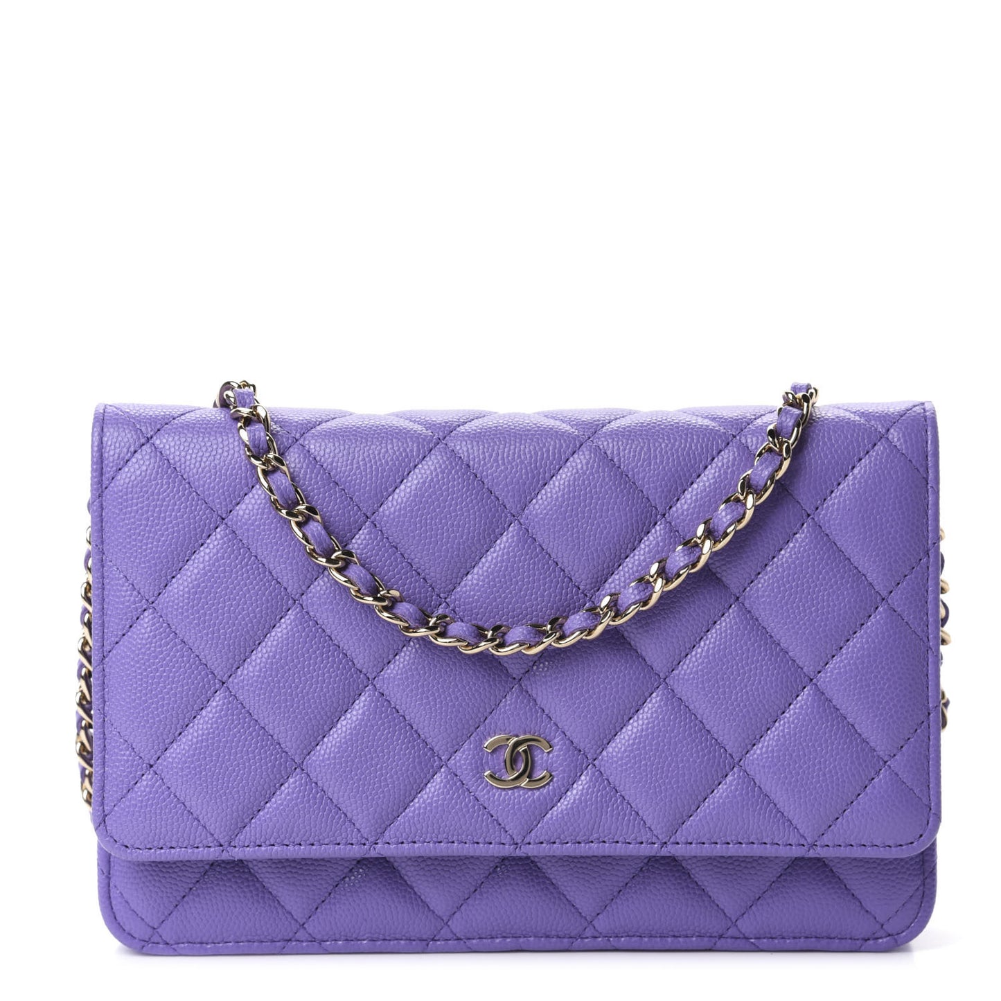 Caviar Quilted Wallet On Chain WOC Purple