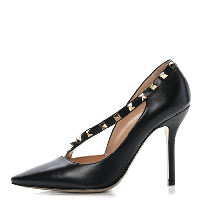 Valentino Garavani Nappa Rockstud Cross Strap D'Orsay 105mm Pumps 37 Black 1 of 7