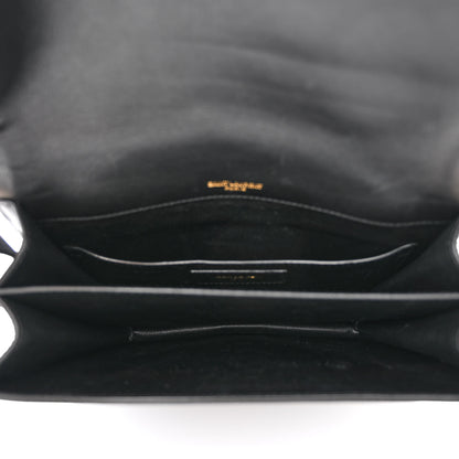 Saint Laurent Suede Smooth Calfskin Monogram Medium Solferino Soft Satchel Black 5 of 16