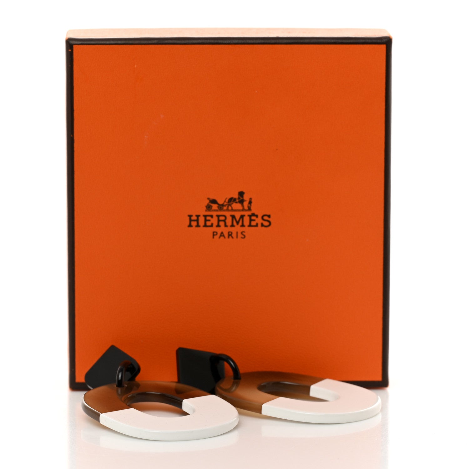 Hermes Buffalo Horn Lacquered Wood Isthme Earrings White 6 of 6