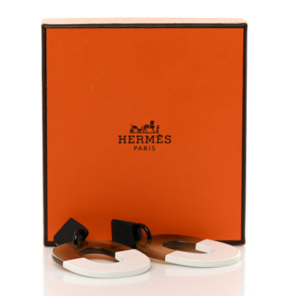 Hermes Buffalo Horn Lacquered Wood Isthme Earrings White 6 of 6