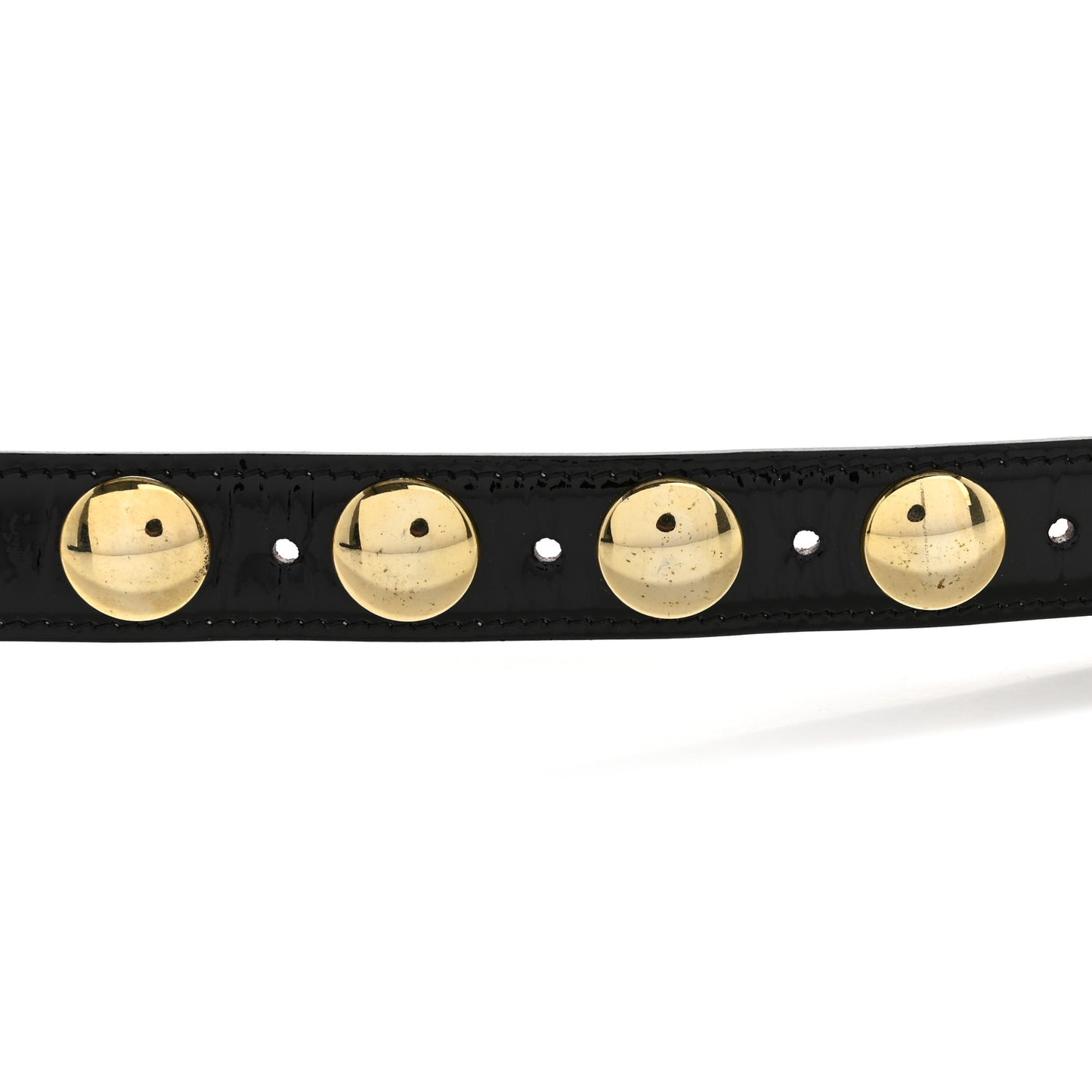 Patent Calfskin Studded Benny Belt XS/S 75/30 Black Gold