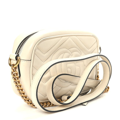 Gucci Calfskin Matelasse Mini GG Marmont Chain Shoulder Bag White 2 of 9