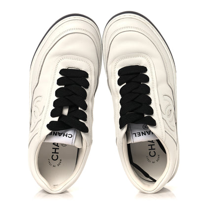 Chanel Calfskin CC Womens Sneakers 36 White Black 2 of 9