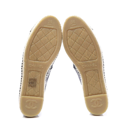 Chanel Mesh Grosgrain CC Espadrilles 38 Black White 6 of 10