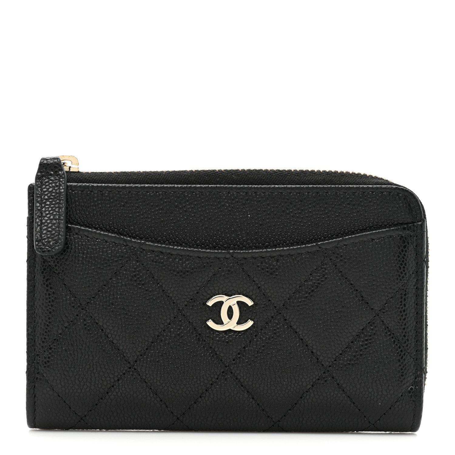 Chanel Caviar Quilted CC Zip Around Card Holder Black 1 of 10