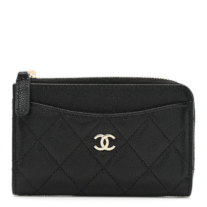 Chanel Caviar Quilted CC Zip Around Card Holder Black 1 of 10