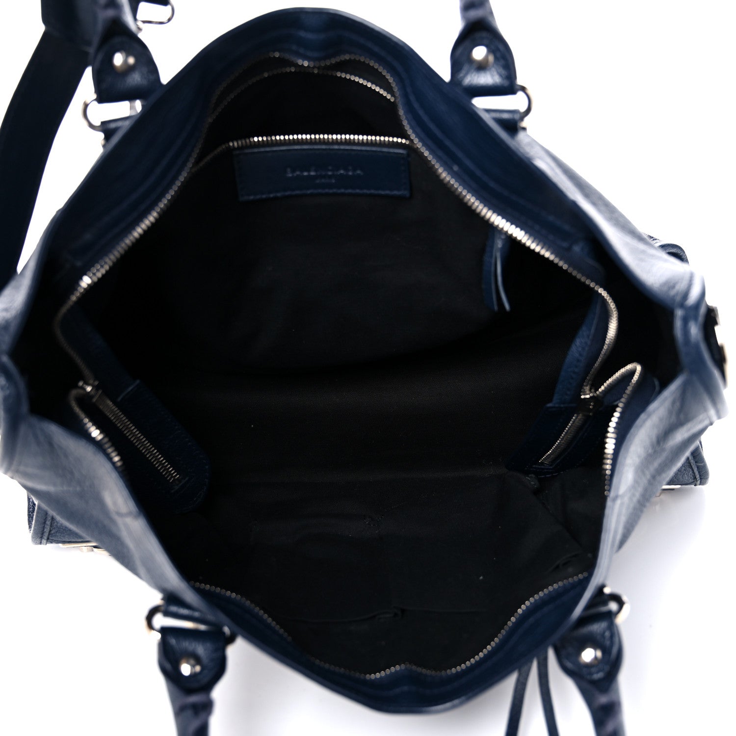 Balenciaga Chevre Silver Metallic Edge Hardware City Bleu Nuit Dark Sea 5 of 14