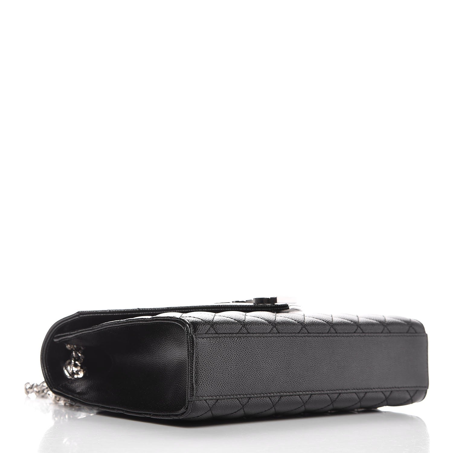Saint Laurent Grain De Poudre Textured Mixed Matelasse Triquilt Medium Monogram Satchel Black 5 of 8
