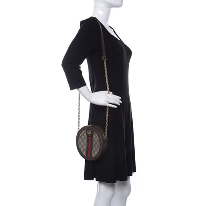 Gucci GG Supreme Monogram Web Mini Ophidia Round Shoulder Bag Brown 2 of 10