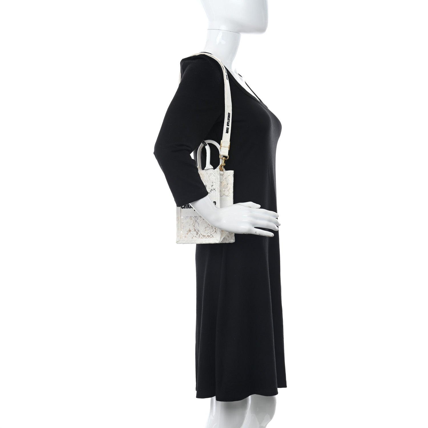 Christian Dior Embroidered D-Lace Mini Book Tote Phone Bag White Black 2 of 13