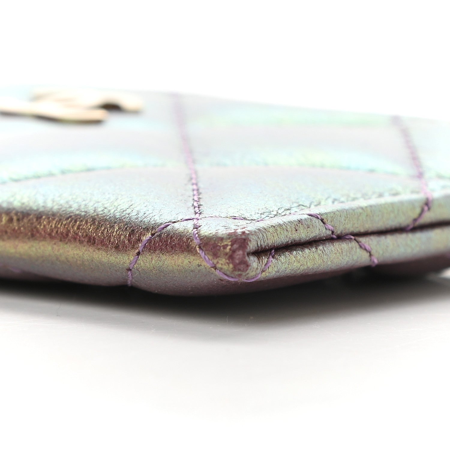 Chanel Iridescent Lambskin Quilted Card Holder Purple 9 of 11
