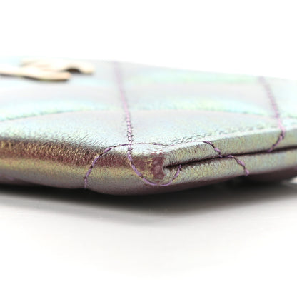 Chanel Iridescent Lambskin Quilted Card Holder Purple 9 of 11