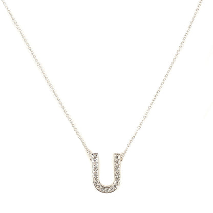 Tiffany Platinum Diamond Letter Pendant Necklace U 1 of 6