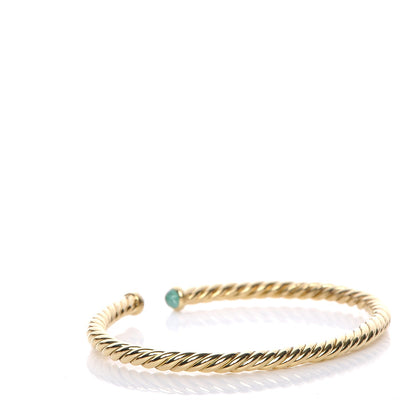 David Yurman 18K Yellow Gold Emerald 4mm Cablespira Bracelet 3 of 5