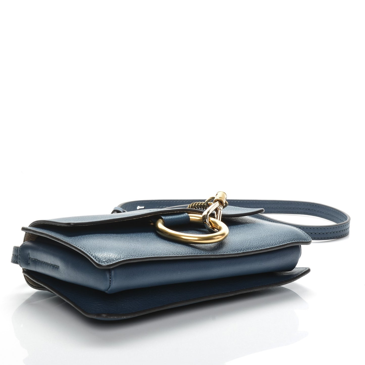 Calfskin Small Faye Shoulder Bag Denim Blue