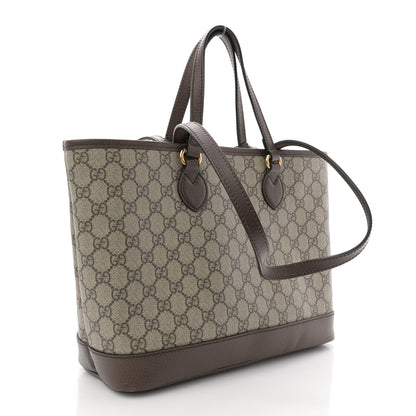 Gucci GG Supreme Monogram Textured Calfskin Small Ophidia Shoulder Tote Bag Beige Ebony New Acero 2 of 12