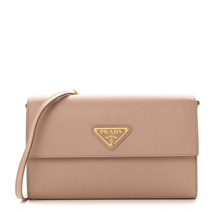 Prada Saffiano Wallet With Shoulder Strap Cipria 1 of 10