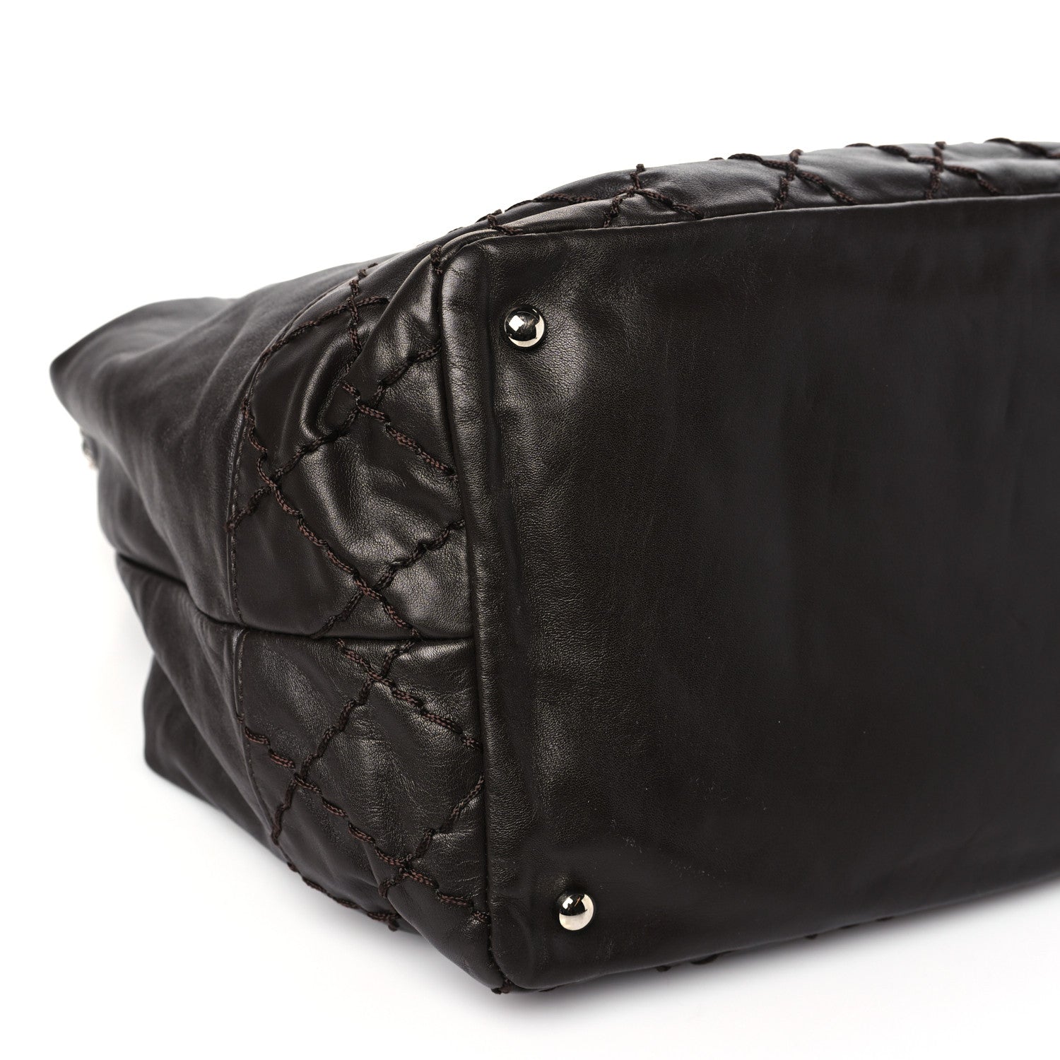 Chanel Calfskin Drawstring CC Bucket Bag Dark Brown 9 of 10