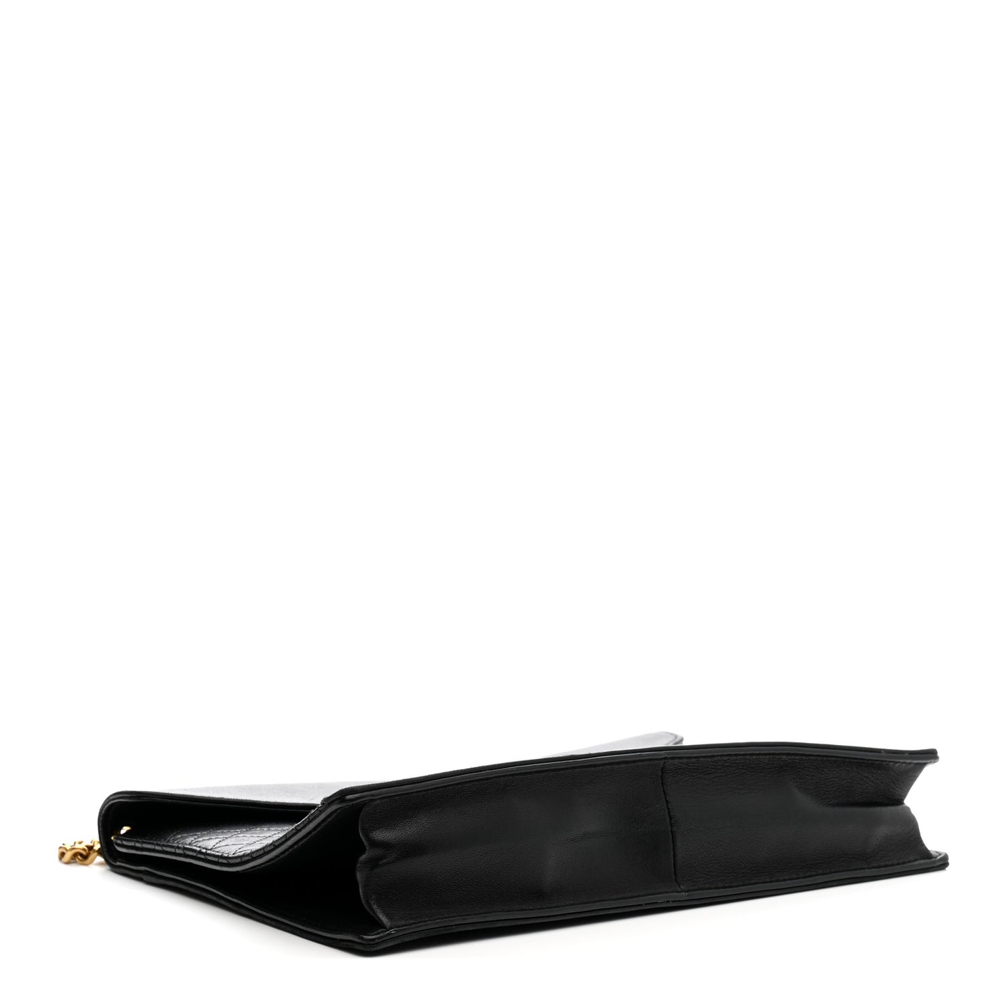 Lambskin Quilted Monogram Gaby Chain Bag Black
