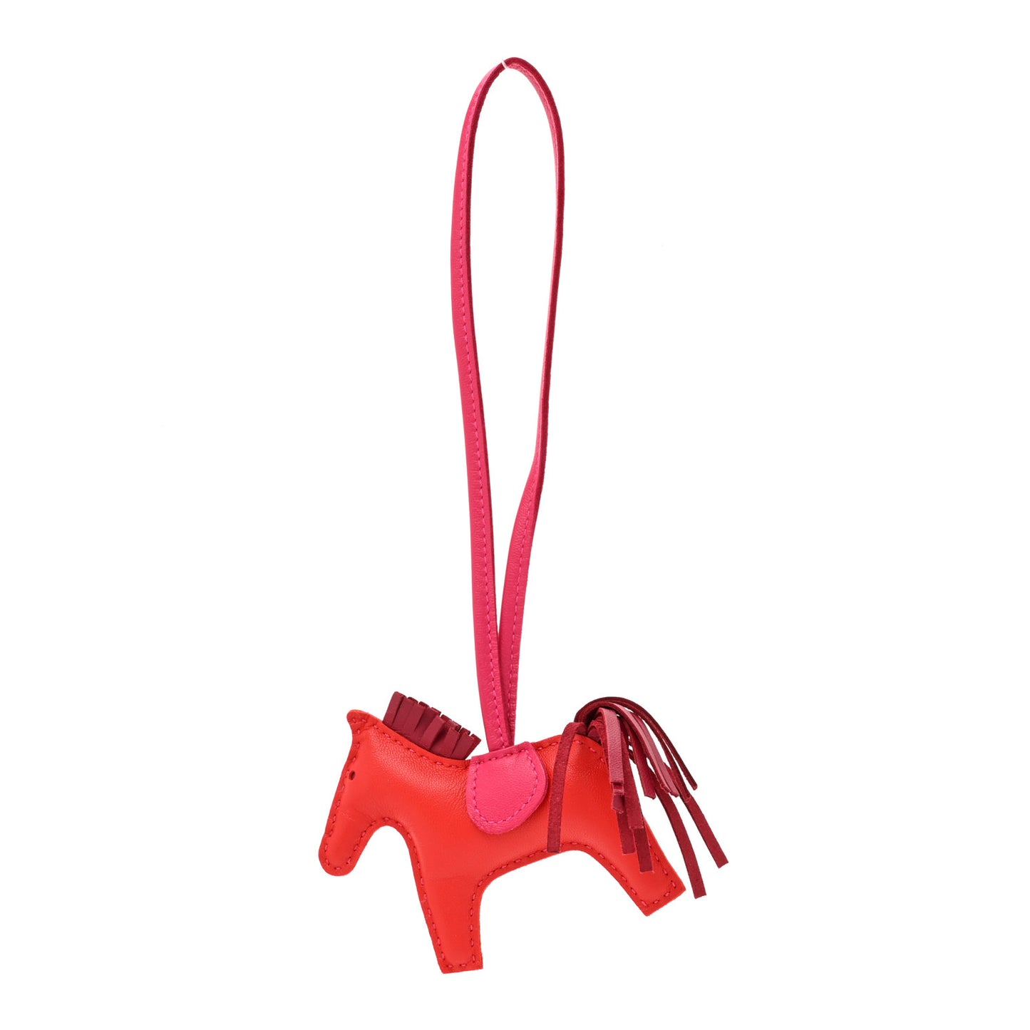 Milo Lambskin Grigri Rodeo Horse Bag Charm PM Rose Jaipur Shocking Rouge H