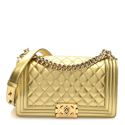 Chanel Metallic Patent Calfskin Quilted Medium Boy Flap Gold 1 of 10