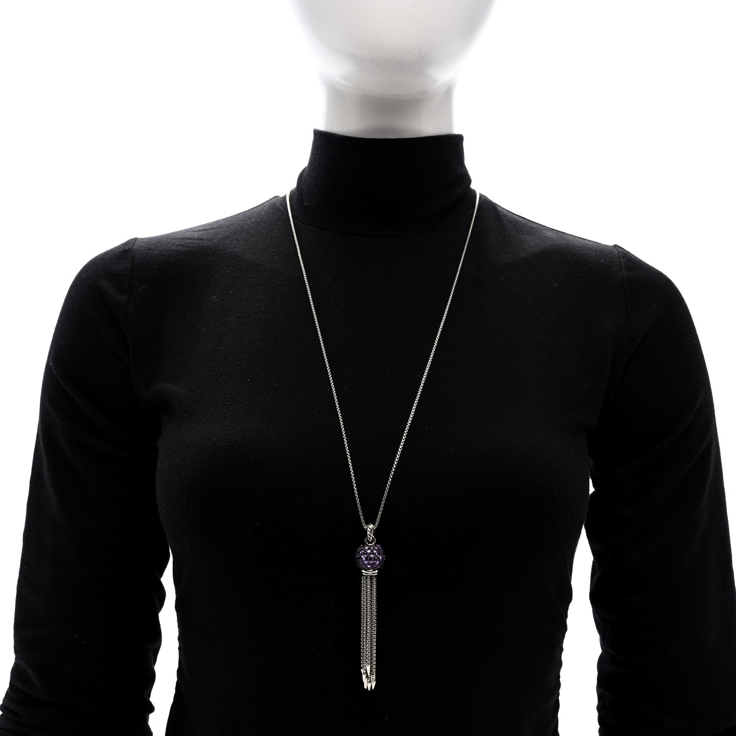 David Yurman Sterling Silver Amethyst Cable Berries Tassel Pendant Necklace 2 of 4