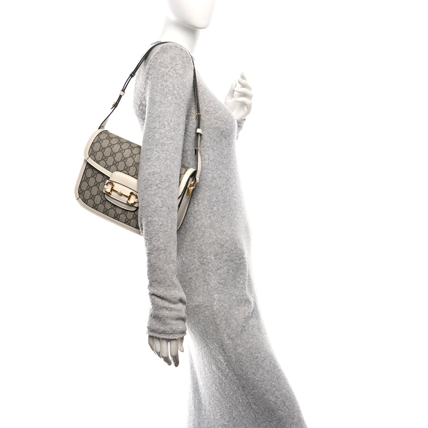 Gucci GG Supreme Monogram Horsebit 1955 Shoulder Bag Beige Mystic White 2 of 10