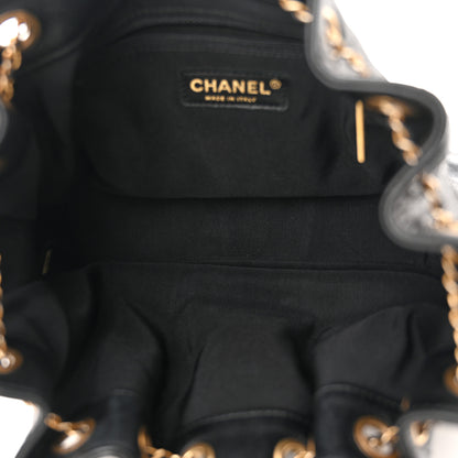 Chanel Grained Calfskin Chevron Drawstring Bucket Bag Black 5 of 12