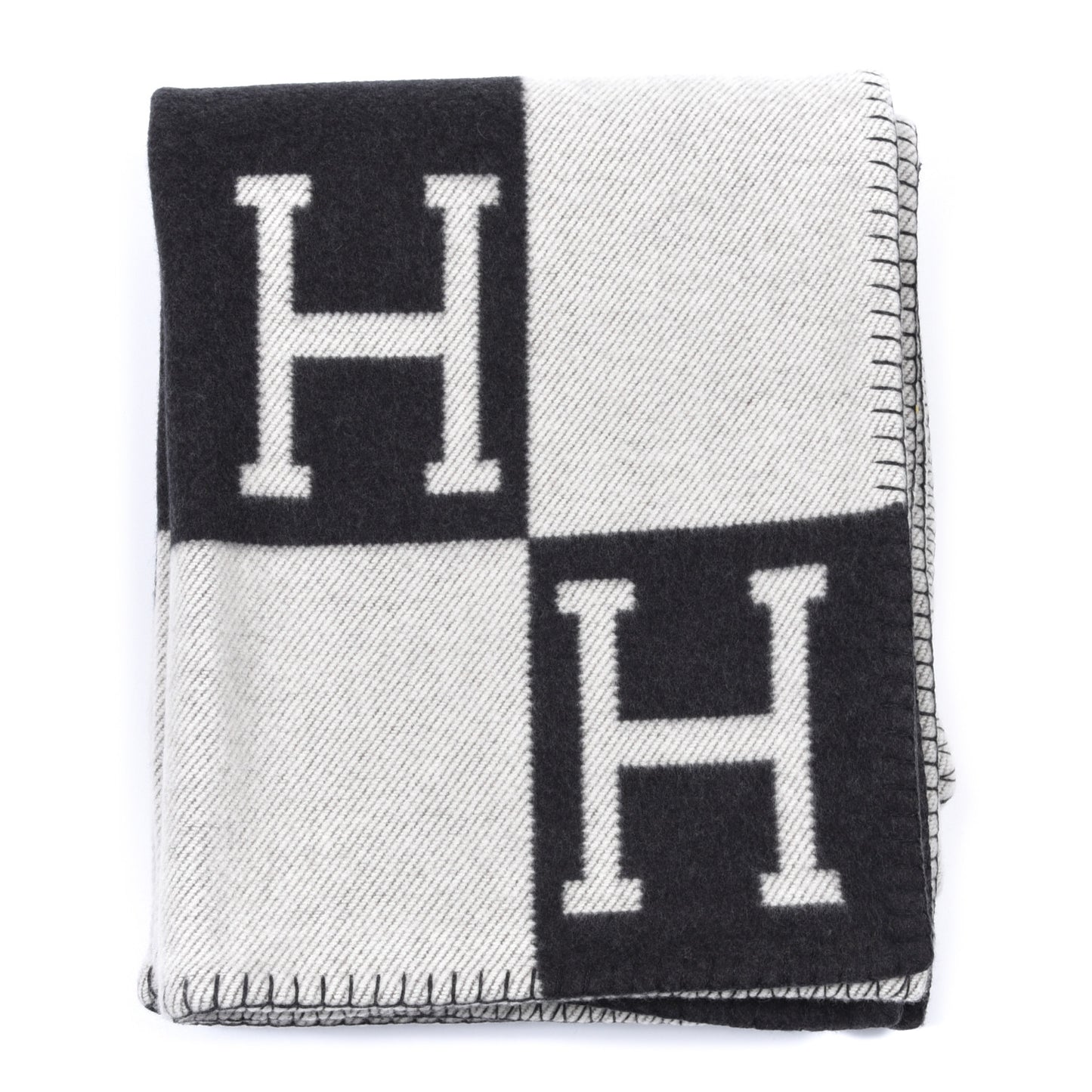 Wool Cashmere Avalon Blanket Ecru Gris Fonce