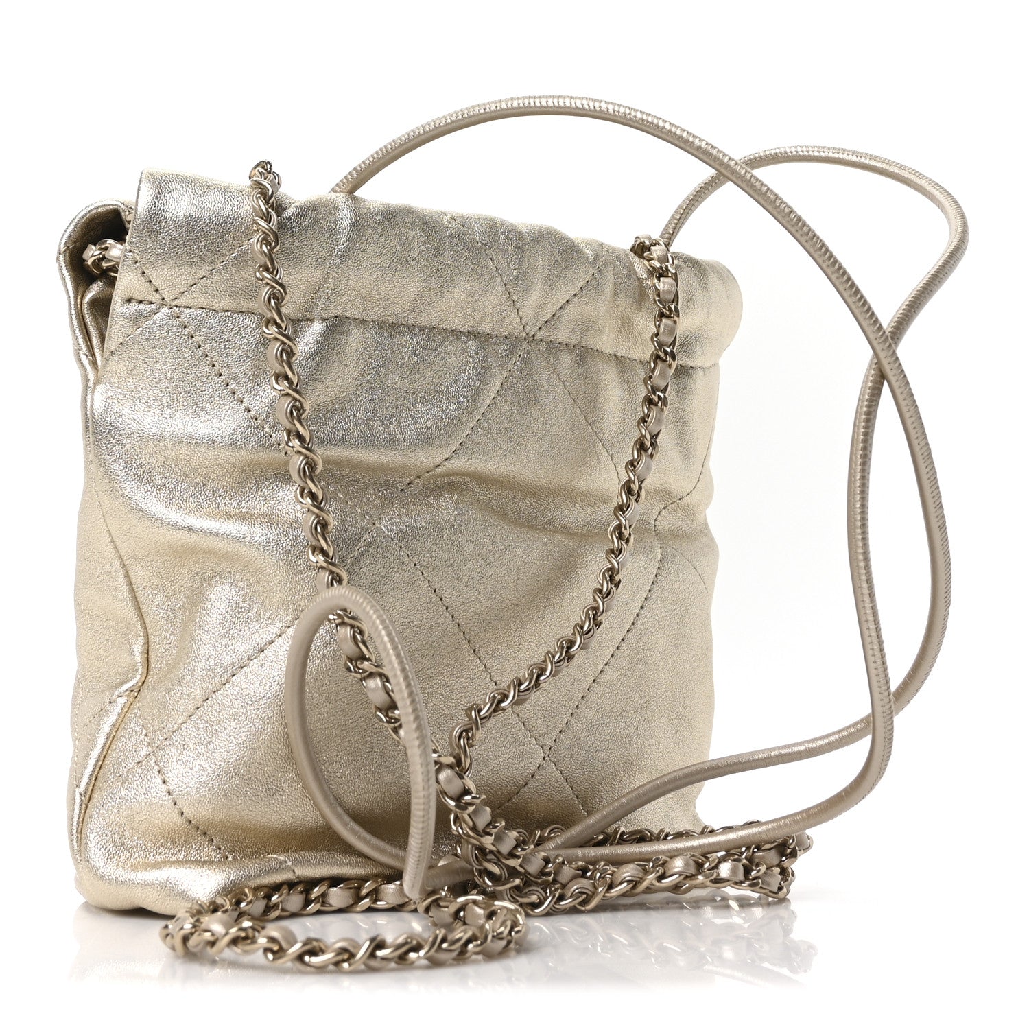 Chanel Metallic Lambskin Quilted Mini Chanel 22 Golden 3 of 10