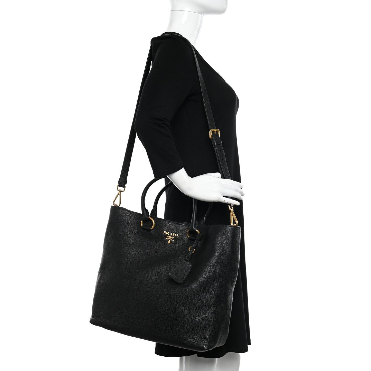 Vitello Daino Shopping Tote Black
