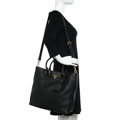 Prada Vitello Daino Shopping Tote Black 2 of 11
