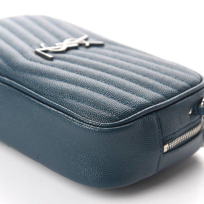 Saint Laurent Grain De Poudre Matelasse Monogram Mini Lou Camera Bag Petrol Green 7 of 11