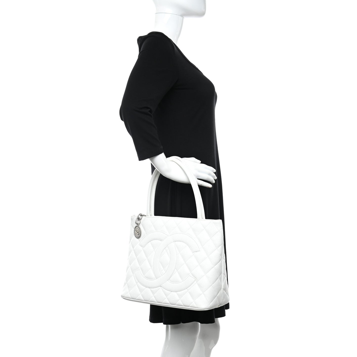 Caviar Quilted Medallion Tote White