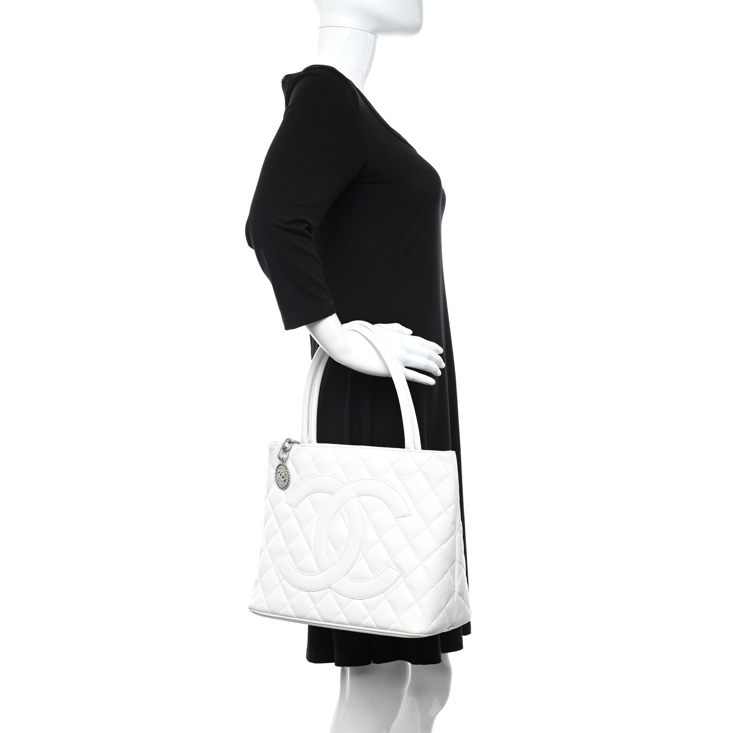Chanel Caviar Quilted Medallion Tote White 2 of 10
