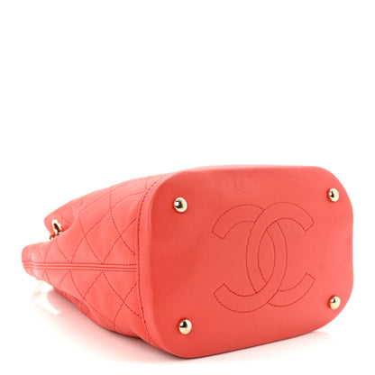 Chanel Calfskin Stitched Chain Bucket Bag Coral 4 of 10